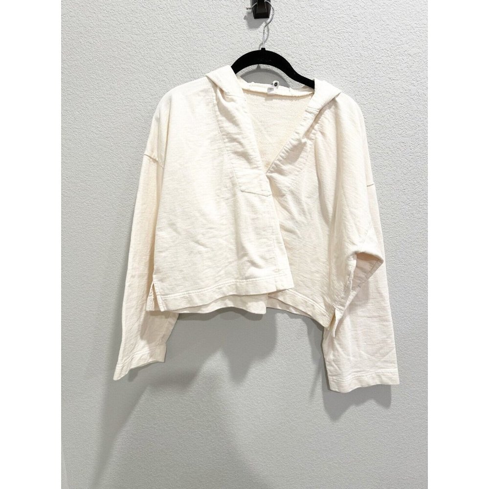 Ilana Kohn Womens Opie Pullover Sweater Cropped French Terry Vanilla Small